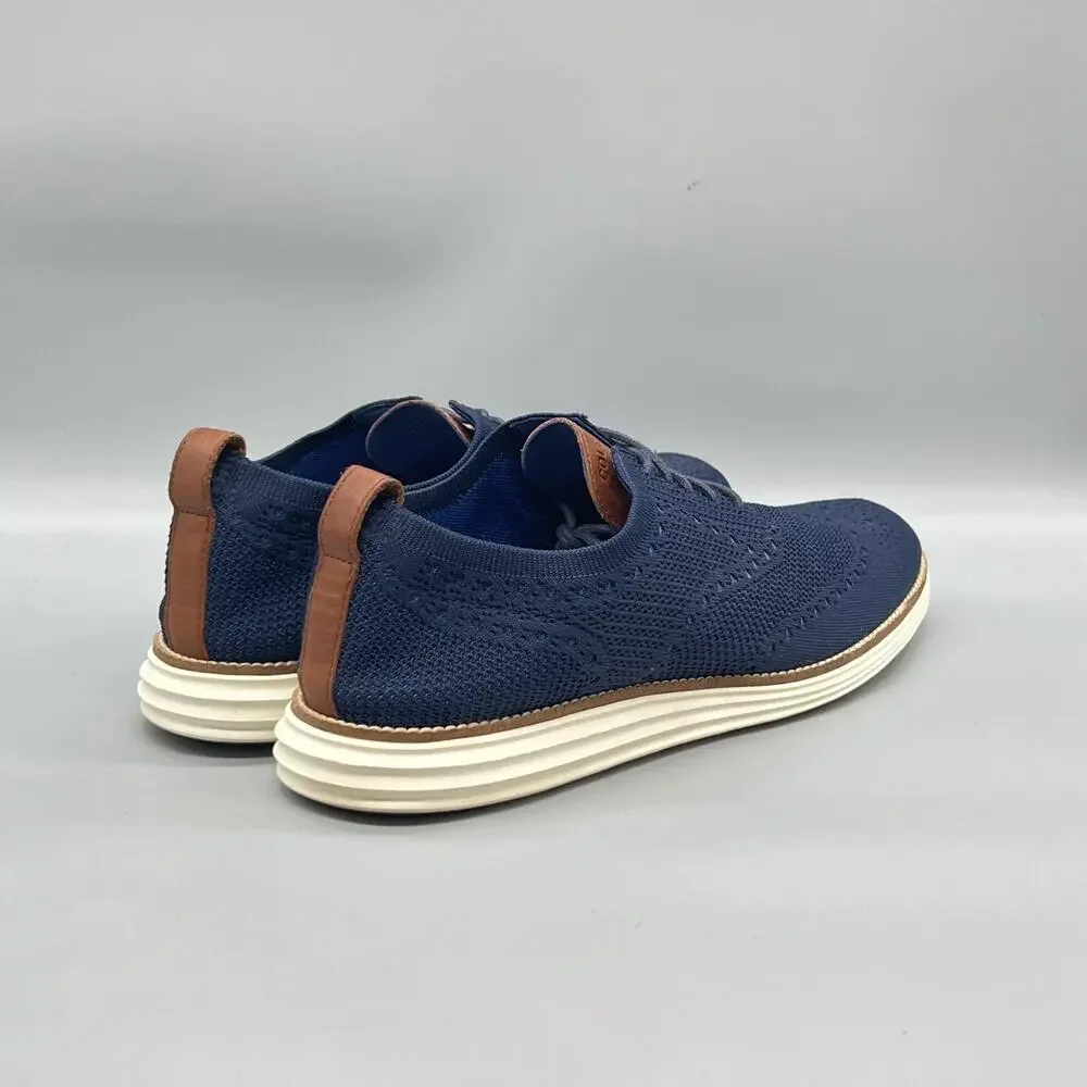 Cole Haan Shoes Men 13 Blue Knit Grand OS Wingtip Oxford Sneakers Comfort Casual
